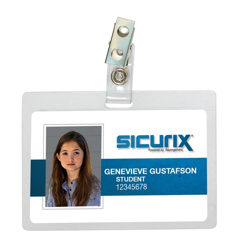 Baumgartens SICURIX Self Laminating Badge Holder, Horizontal, 3.5 X 2.25, Clear, 25/Pack - Image 1